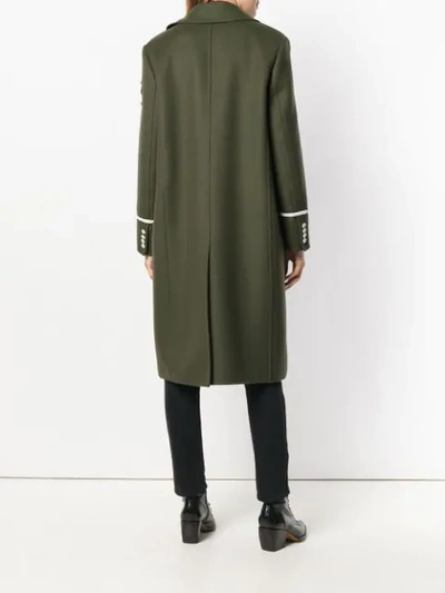 Shop Ermanno Scervino Faux Fur Trim Double Breasted Coat In Green