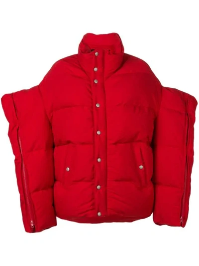 Shop Junya Watanabe Oversized Puffer Jacket In Red