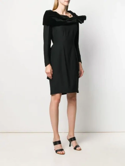 Pre-owned Mugler 1990's Draped Details Short Dress In Black