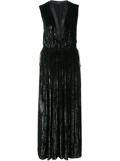 Shop Adam Lippes Pleated Flared Jumpsuit In Black