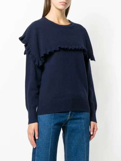 Shop See By Chloé Round Neck Ruffle Sweater In Blue