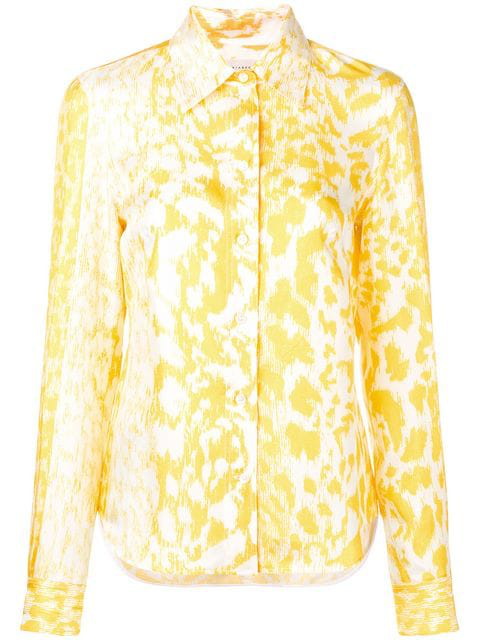 yellow animal print blouse