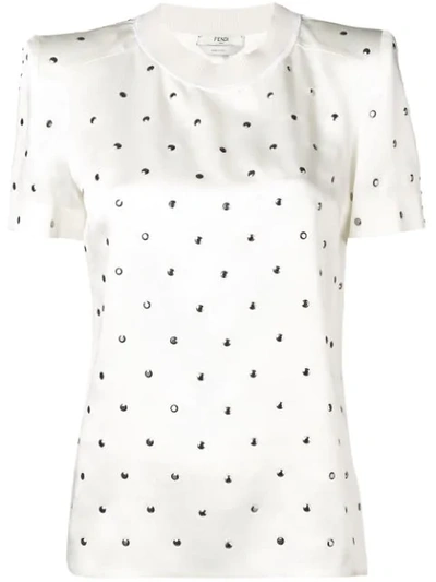 Shop Fendi Studded T-shirt In White