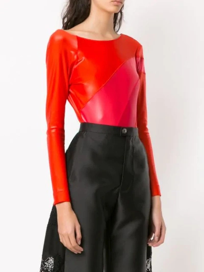 Shop À La Garçonne Panelled Bodysuit In Red