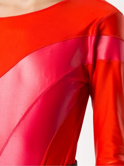 Shop À La Garçonne Panelled Bodysuit In Red