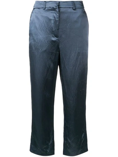 Shop Sies Marjan Willa Washed Satin Cropped Trousers In Blue