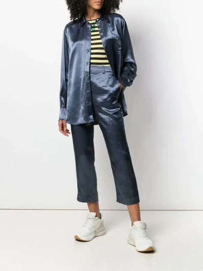 Shop Sies Marjan Willa Washed Satin Cropped Trousers In Blue