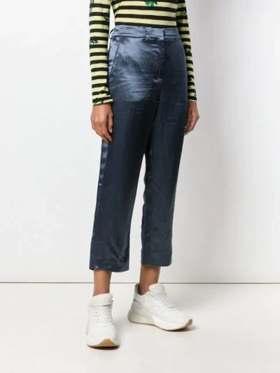 Shop Sies Marjan Willa Washed Satin Cropped Trousers In Blue