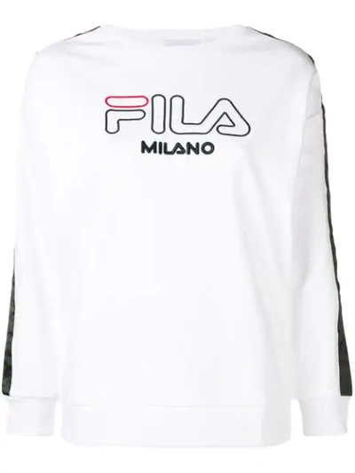 Shop Fila Embroidered Logo Sweatshirt In White