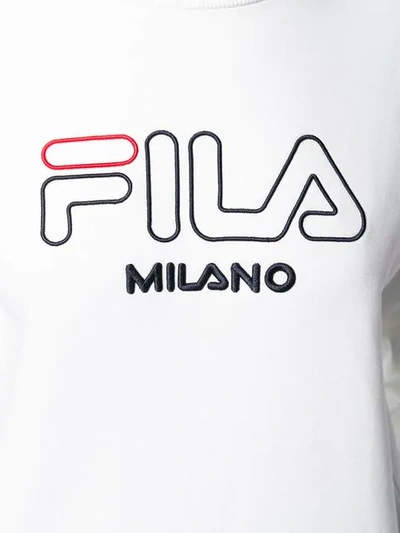 Shop Fila Embroidered Logo Sweatshirt In White