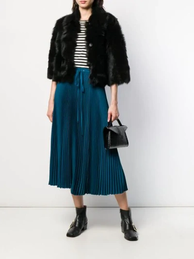 Shop Red Valentino Furry Cropped Jacket In Black