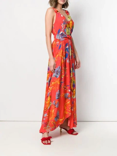 Shop Pinko Floral Sleeveless Maxi Dress In Red