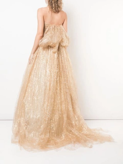 Shop Oscar De La Renta Strapless Long Gown In Gold