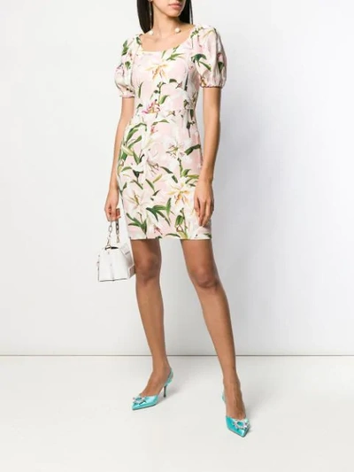 Shop Dolce & Gabbana Lily Print Dress In Pink