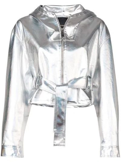 Shop Pinko Silver Fitted Jacket