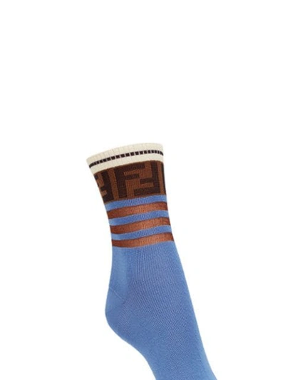 FENDI FF图案袜子 - 蓝色