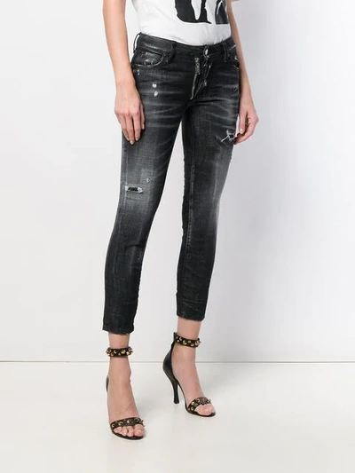 Shop Dsquared2 Runway Cropped Jeans In Black