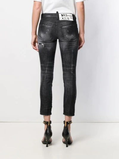 Shop Dsquared2 Runway Cropped Jeans In Black