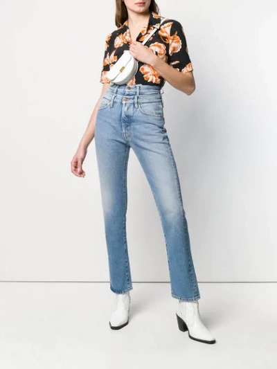 ARIES DOUBLE HIGH-WAISTED STRAIGHT JEANS - 蓝色
