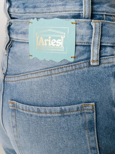 ARIES DOUBLE HIGH-WAISTED STRAIGHT JEANS - 蓝色