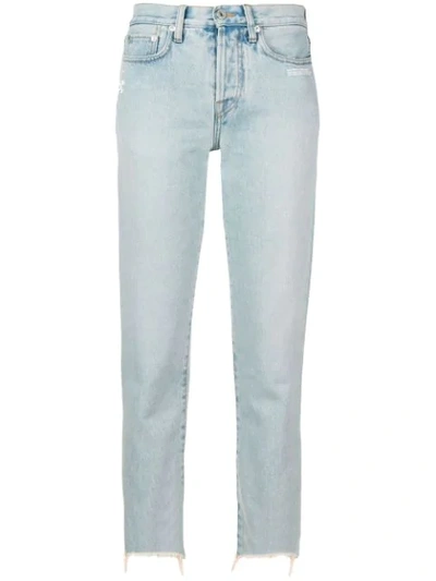 Shop Off-white Cropped Tapered Jeans In Blue