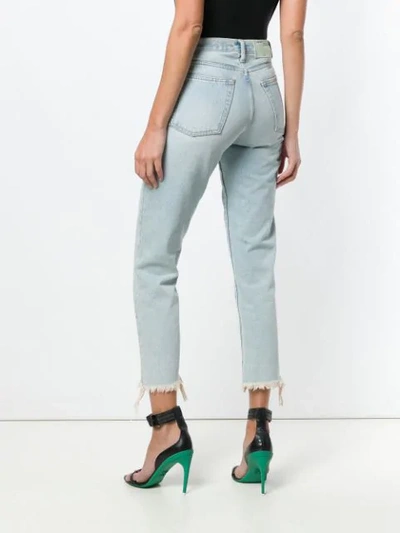 Shop Off-white Cropped Tapered Jeans In Blue
