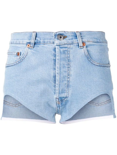 Shop Forte Dei Marmi Couture Cut-out Denim Shorts In Blue