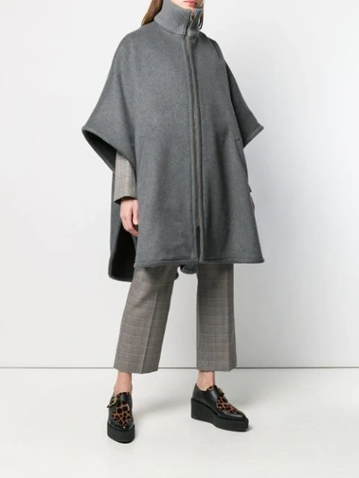 Shop Stella Mccartney Oversized Zip-front Cape In Grey
