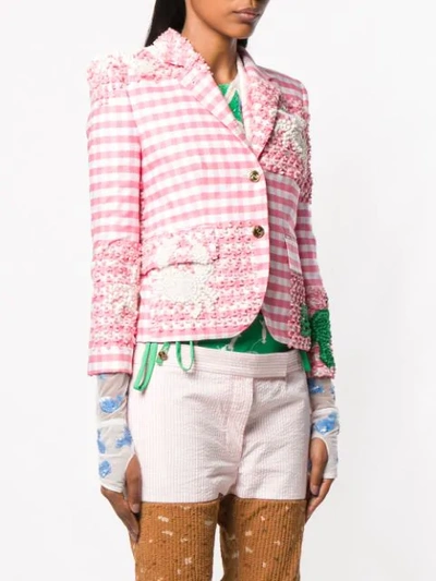 Shop Thom Browne Pearl Embroidery Modular Sport Coat - Pink