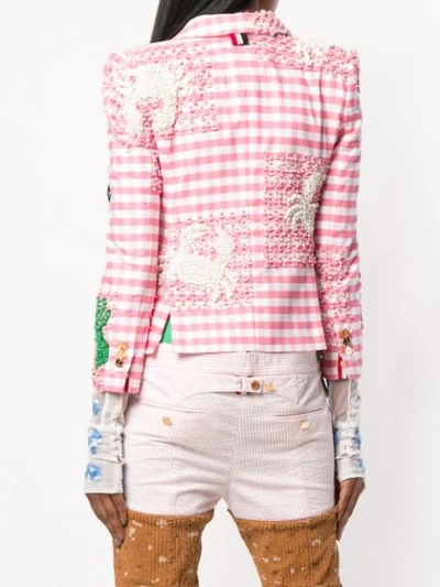 Shop Thom Browne Pearl Embroidery Modular Sport Coat - Pink