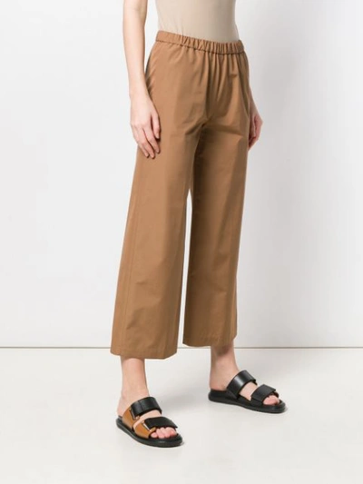 Shop Aspesi Wide Leg Cropped Trousers In Brown
