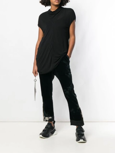 Shop Rick Owens Cowl Neck T-shirt - Black