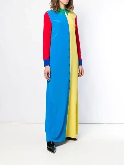 ADAM SELMAN COLOUR BLOCK SHIRT DRESS - 蓝色