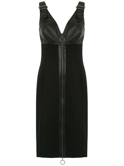 Shop Tufi Duek Leather Panelled Dress In Black