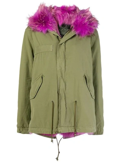 Shop Mr & Mrs Italy Short Length Parka Coat In C2-c4027 Army Lip Pink
