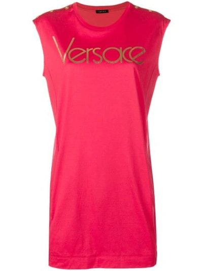 Shop Versace Sleeveless Vintage Logo Top In Red