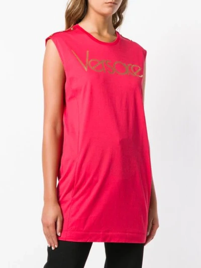 Shop Versace Sleeveless Vintage Logo Top In Red