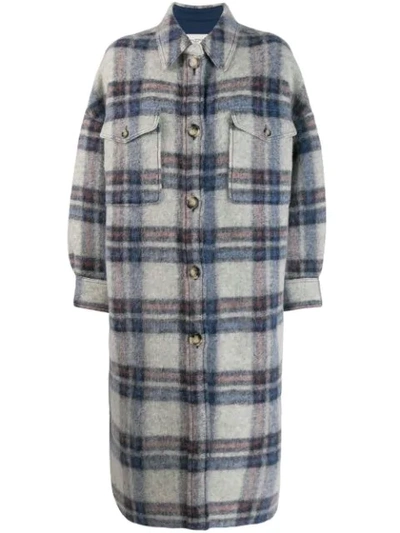 Shop Isabel Marant Étoile Gabrion Blanket Coat In Ecru/blue Ecbu