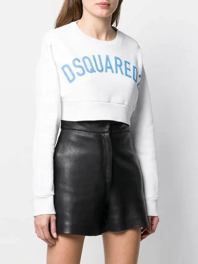 Shop Dsquared2 Cropped Logo Sweatshirt In White