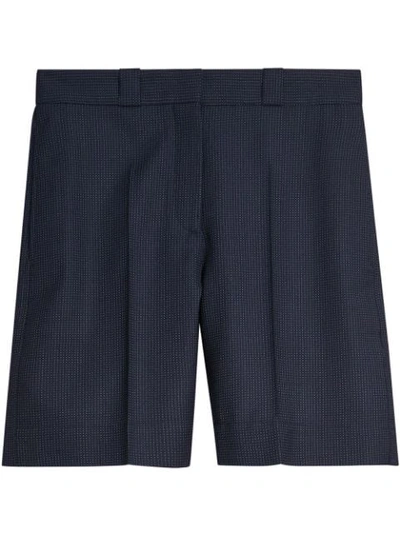 Shop Burberry Pin Dot Wool Tailored Shorts In Blue