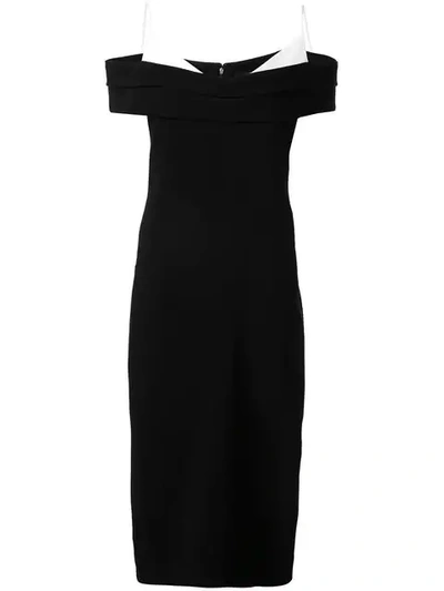 CUSHNIE OFF-SHOULDER MIDI DRESS - 黑色