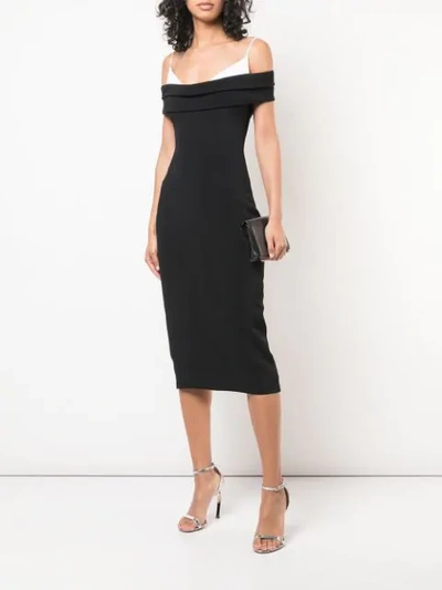 CUSHNIE OFF-SHOULDER MIDI DRESS - 黑色