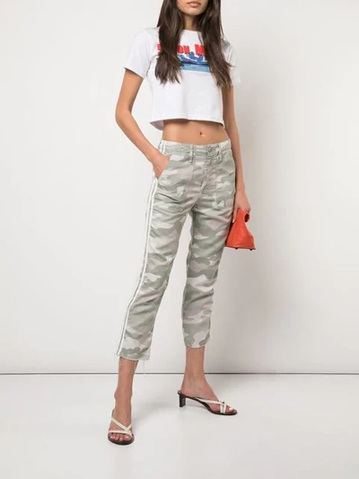 Shop Mother Camouflage Print Trousers In Green