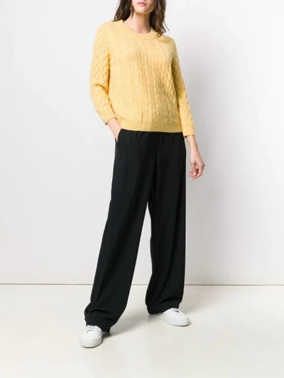 Shop N•peal Cable Knit Sweater In Yellow