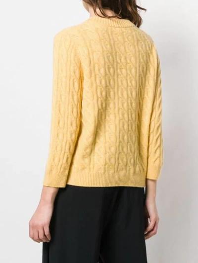 Shop N•peal Cable Knit Sweater In Yellow