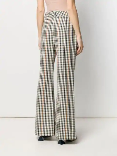 Shop A.w.a.k.e. Gingham Checked Flared Trousers In Neutrals