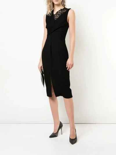 Shop Jason Wu Collection Lace Insert Fitted Dress In Black