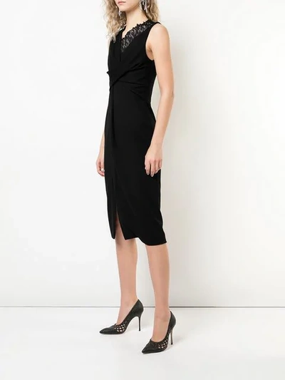Shop Jason Wu Collection Lace Insert Fitted Dress In Black