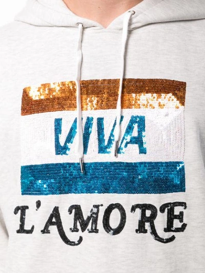 Shop Ashish Viva L'amore Beaded Hoodie In Grey