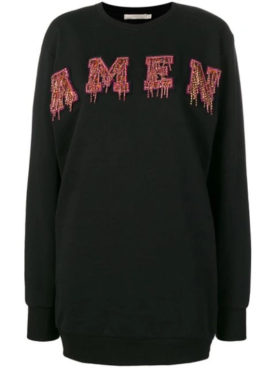 Shop Amen Bead Embellished Logo Sweatshirt In Black